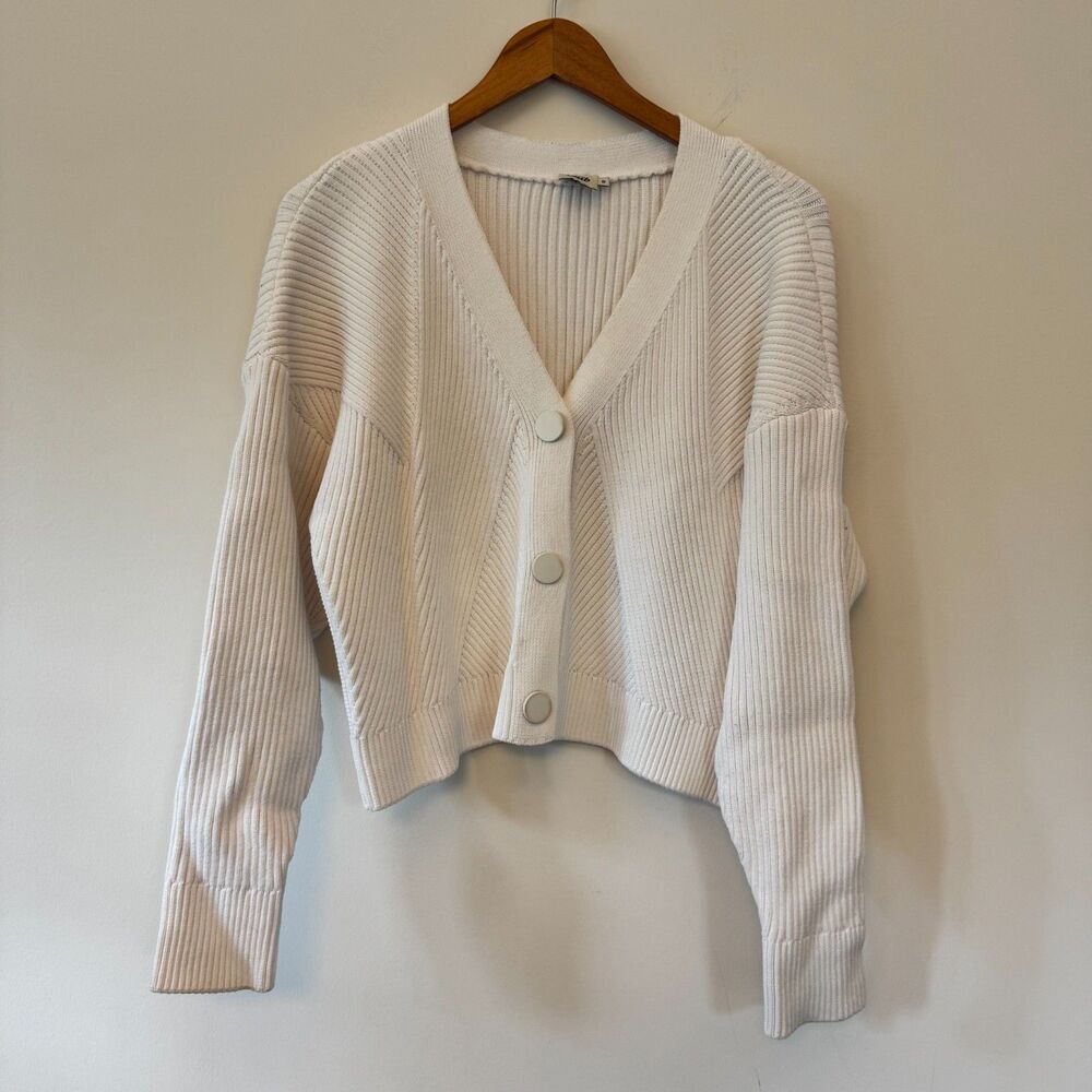 Club Beymen Women's Off-White Ribbed Snap Button Cardigan Sweater Size M